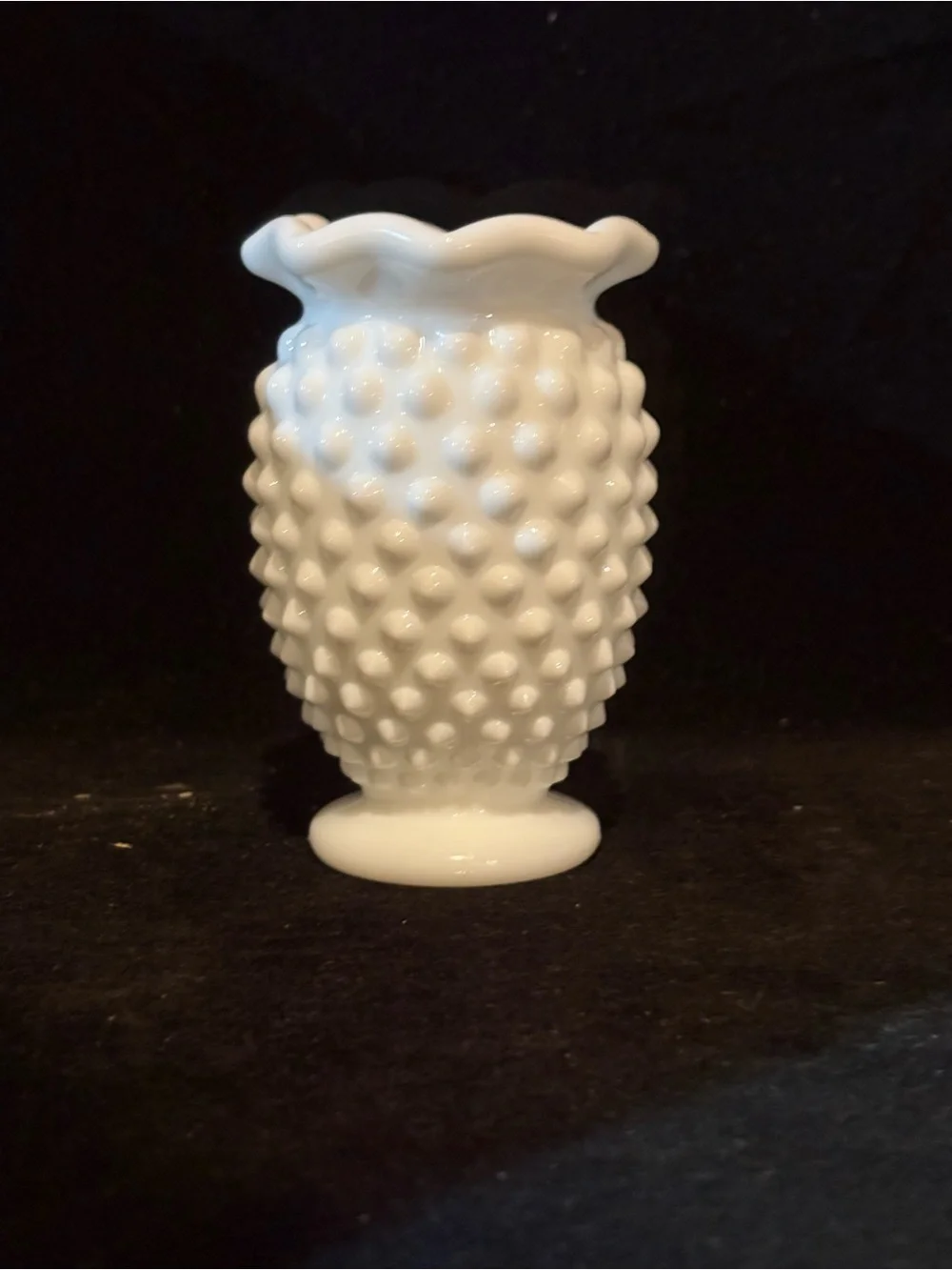 Fenton White Milk Glass Hobnail Miniature Vase